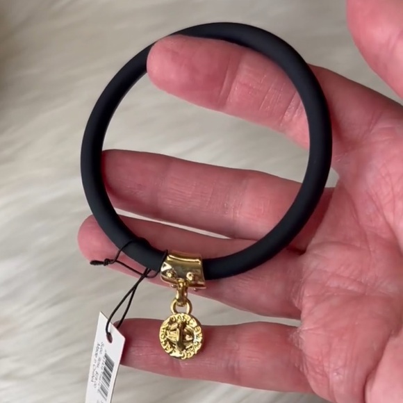 Marc Jacobs Black Bangle with Gold Medallion - Picture 2 of 4